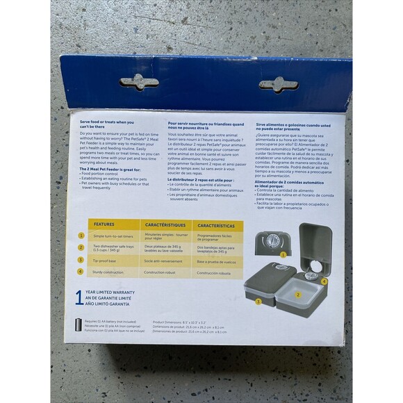 NIB PetSafe Automatic 2 Meal Pet Feeder Up To 1.5‎ Cups Each Bowl New - Picture 3 of 3
